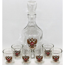 Decanter with 6 shot glasses